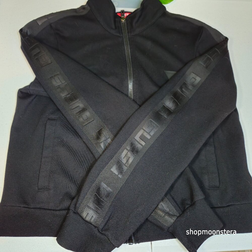 Guess Men’s Black Zip-Up Jacket | Size Large | Minimal Logo | Track Style